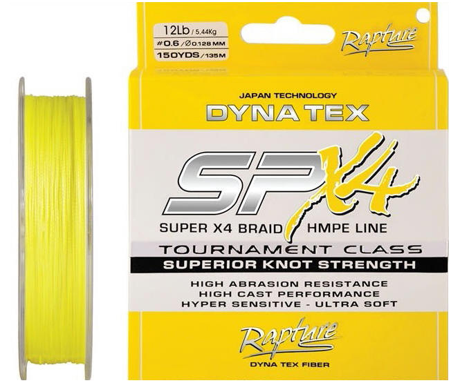 LINE RAPTURE DYNA-TEX SPX4 YW PE 135 M BRAIDED LINE