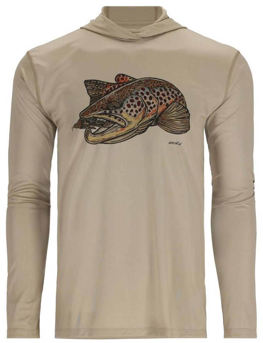 PUSA SIMMS TECH HOODY ARTIST SERIES STONE/BROWN TROUT