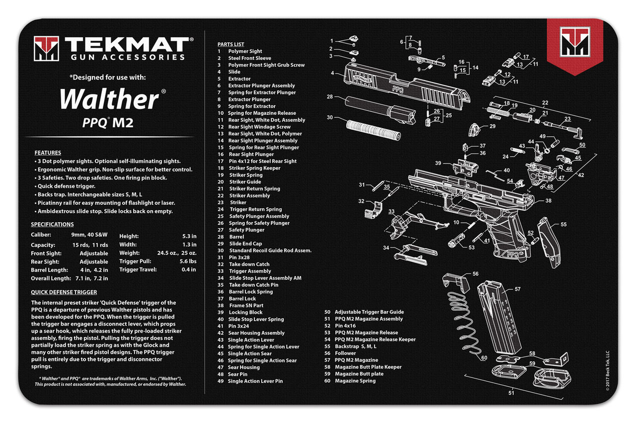 TEKMAT WALTHER PPQ MOD2 GUN CLEANING MAT