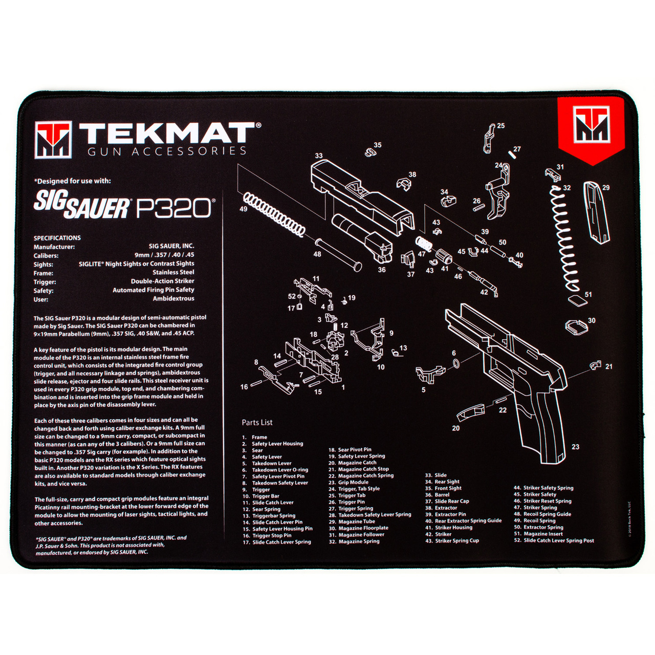 TEKMAT SIG SAUER P320 ULTRA PREMIUM GUN CLEANING MAT
