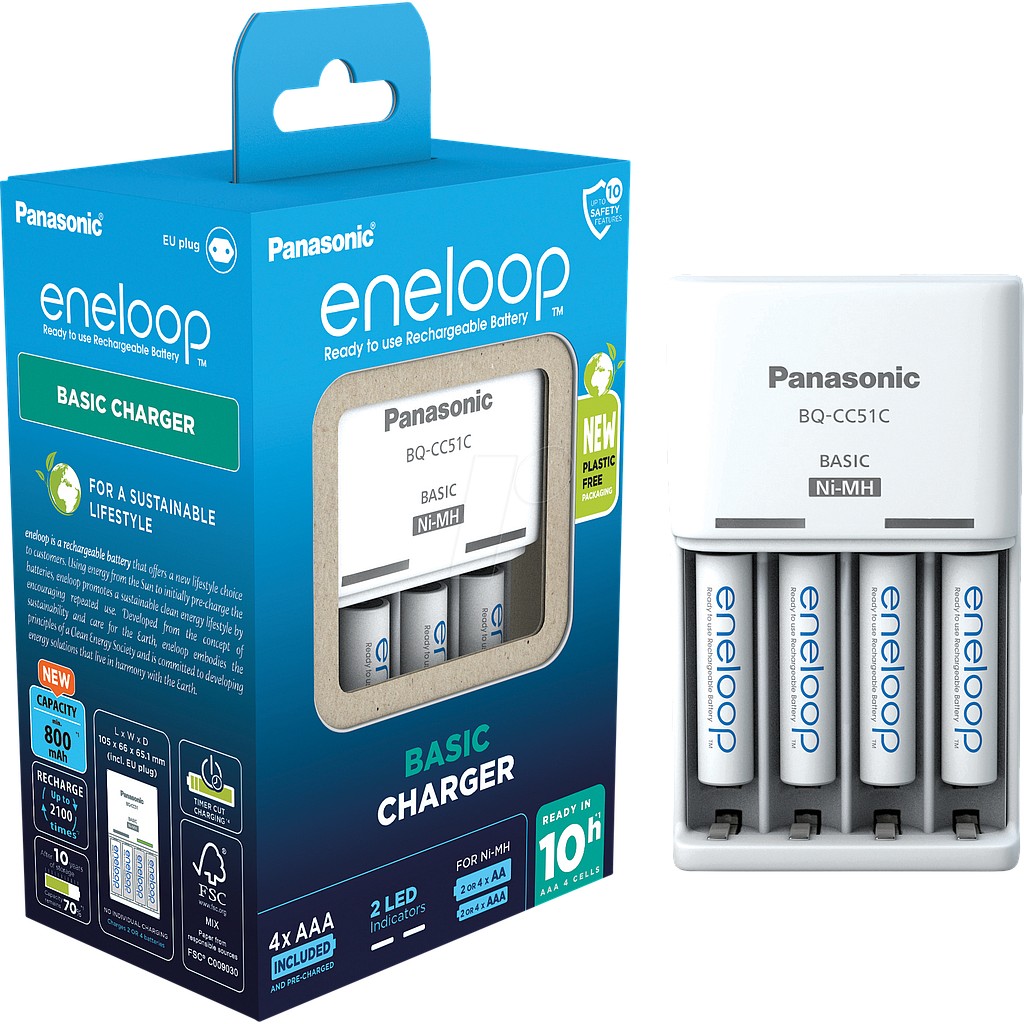 AKULAADIJA PANASONIC + AKUD ENELOOP AAA 800mAh 4-PAKK
