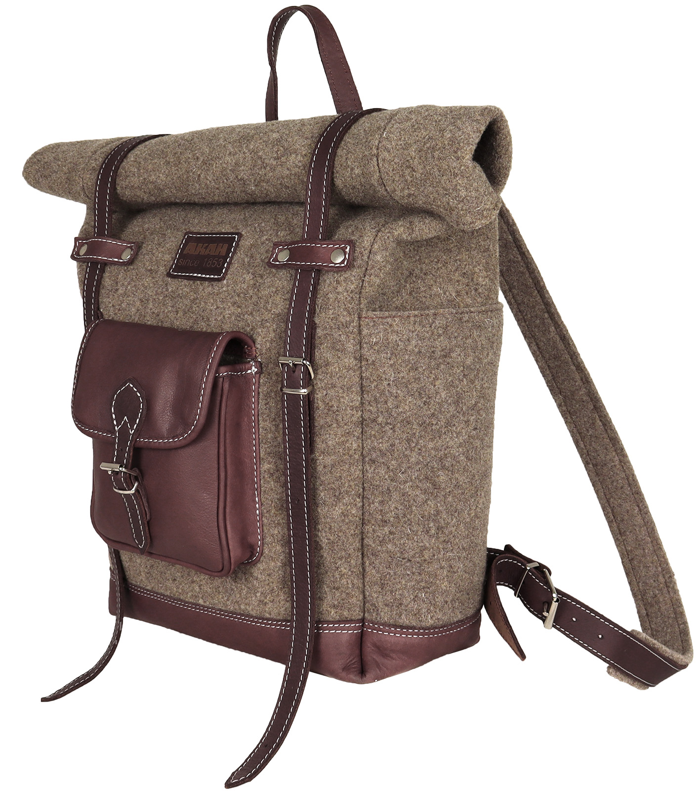 AKAH BACKPACK WOOL FELT LEATHER 27 L