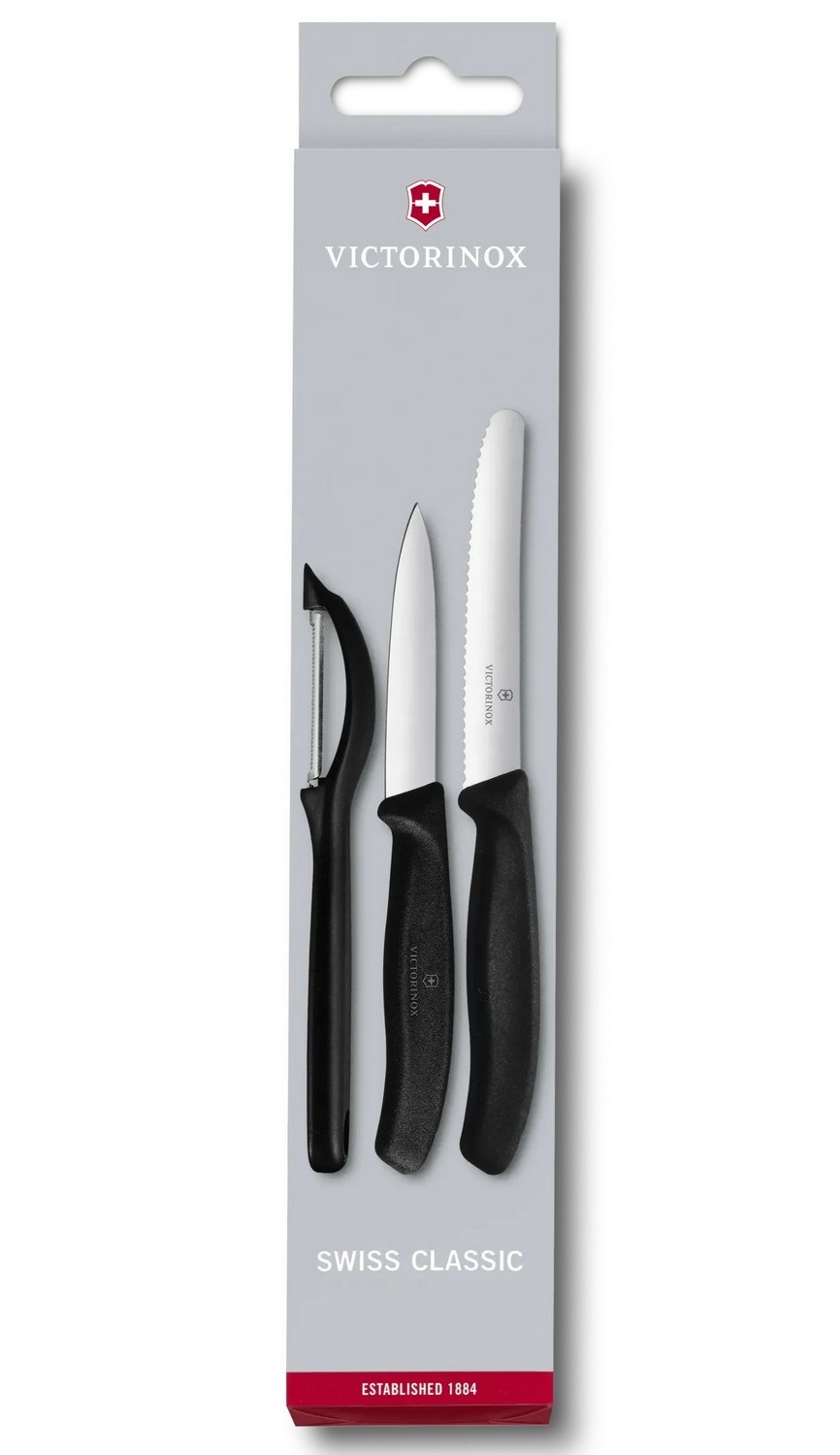 VICTORINOX SWISS CLASSIC PARING KNIFE SET WITH PEELER BLACK