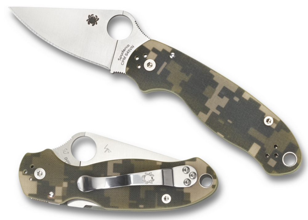 SPYDERCO PARA 3 G-10 DIGITAL CAMO PLAINEDGE FOLDING KNIFE