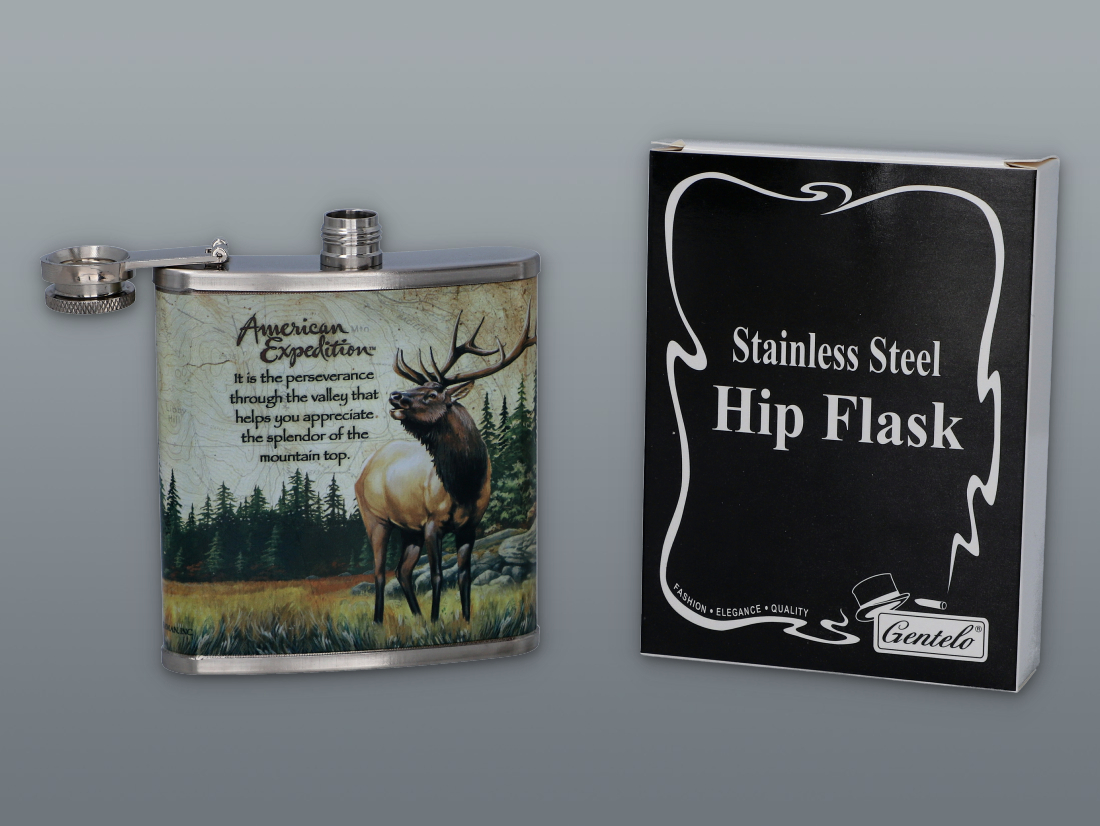 GENTELO ELK THEMED HIP FLASK
