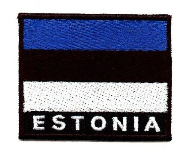 ESTONIAN FLAG EMBLEM BLACK BACKROUND 65X53 MM