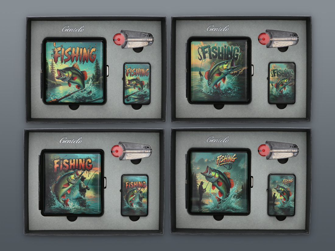 GENTELO FGIFT SET WITH AN ORIGINAL FISHING PRINT
