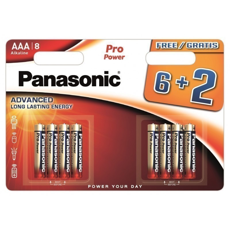 PANASONIC 1,5 V AAA PATAREI LR03PPG/8B (6+2)