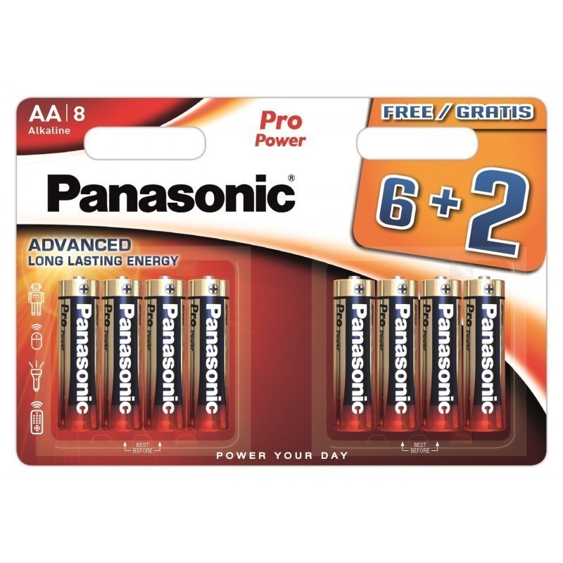 PANASONIC 1,5 V AA PATAREI LR6PPG/8B (6+2)