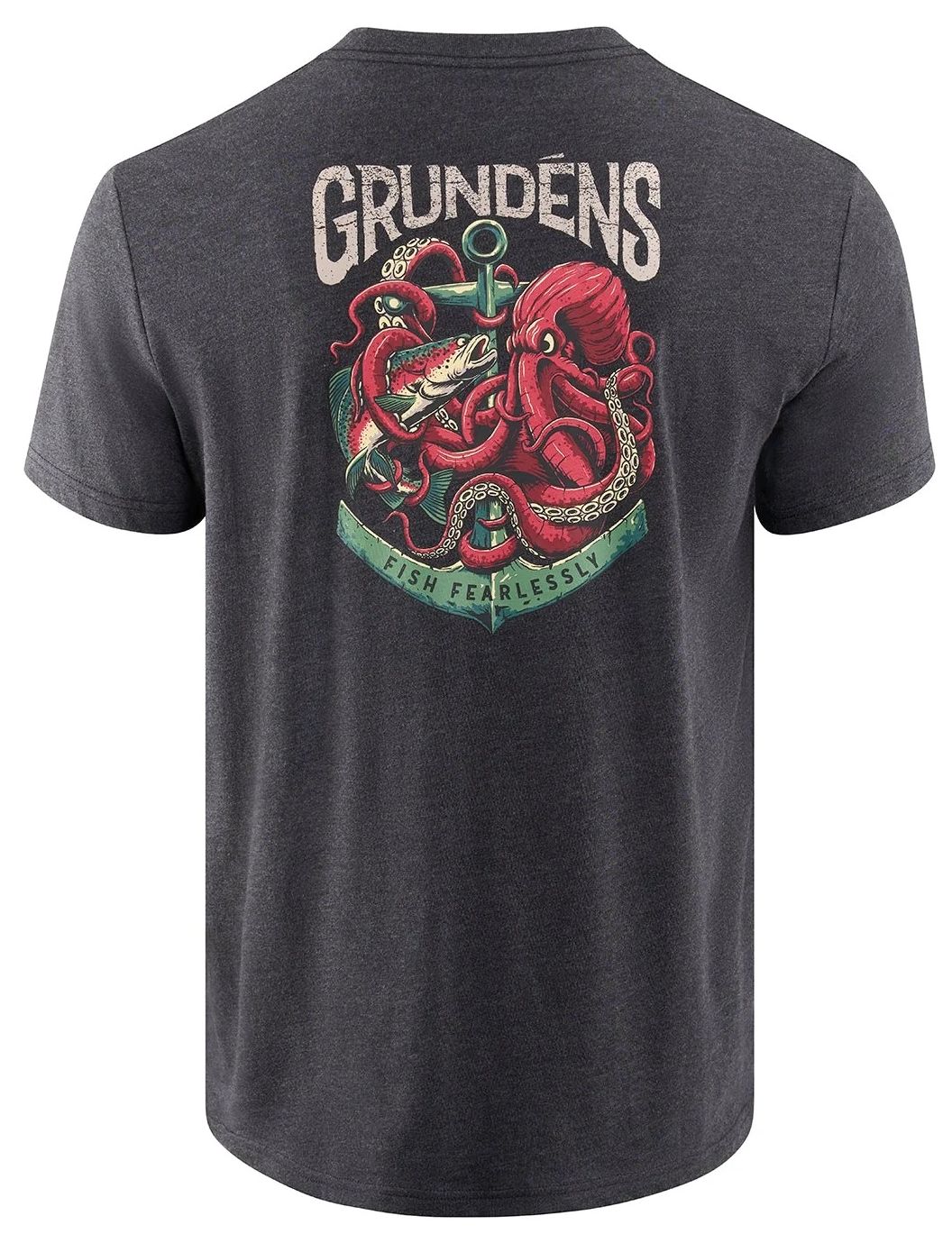 GRUNDÉNS OCTO-TROUT SS T-SHIRT HEATHER CHARCOAL