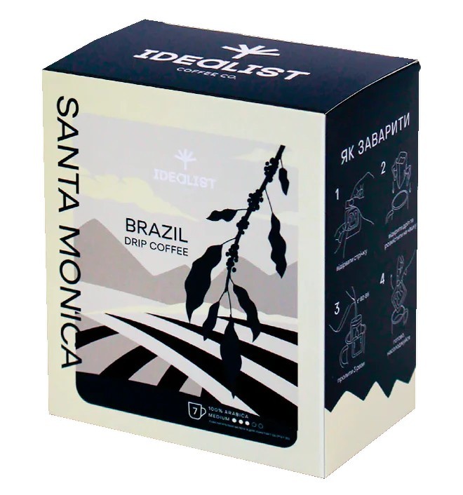МОЛОТЫЙ КОФЕ IDEALIST SANTA MONICA BRAZIL В ДРИП-ПАКЕТАХ 7x12 G