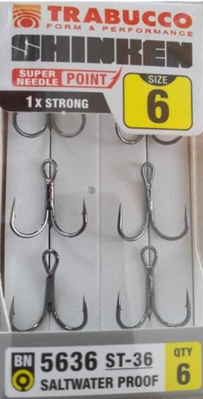 TRABUCCO SHINKEN 6 PCS TREBLE HOOKS